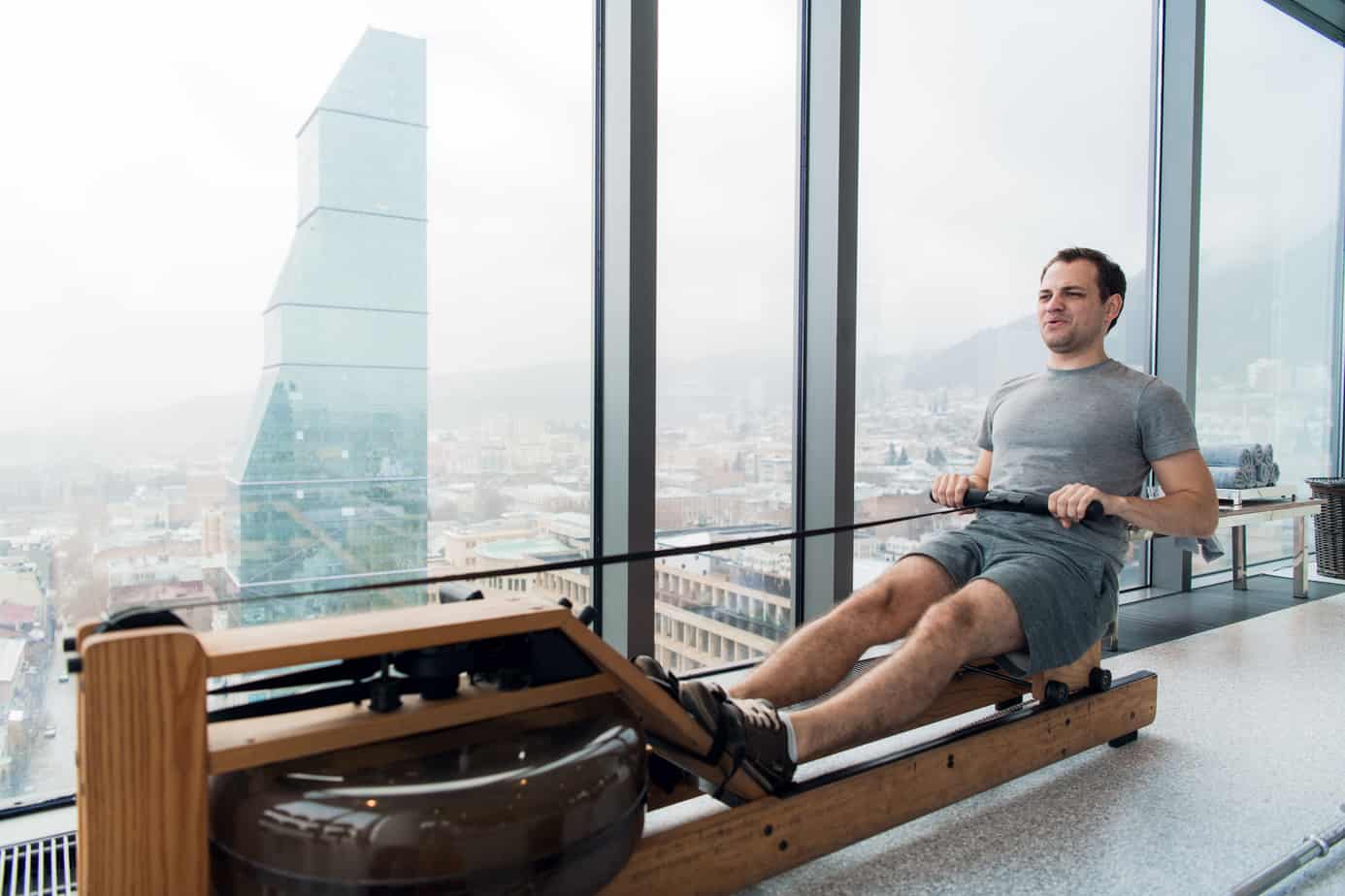 cleaning the tank on a water rower