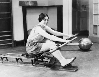 lady erging rowing back in 1800s