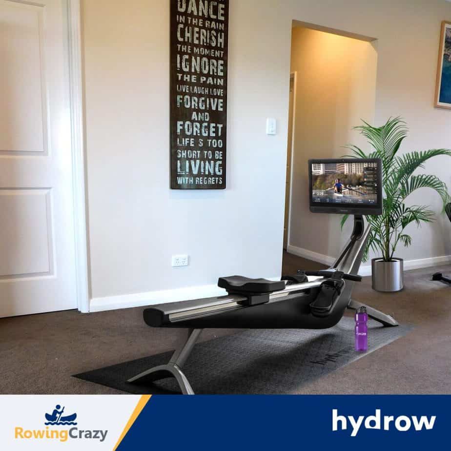 Hydrow Rower on it's floor protect mat