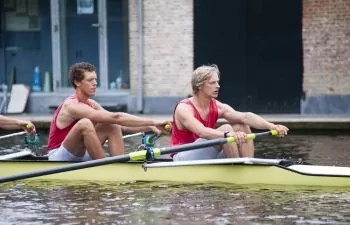 master rowers training on water