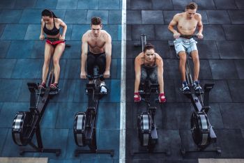 group of people rowing