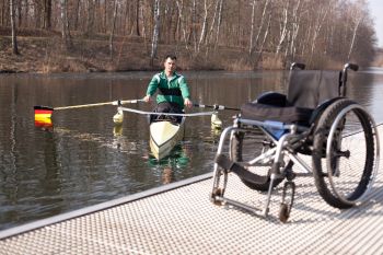adaptive rower rowing on water
