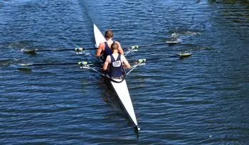 two men rowing scull