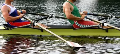 two men showing onwate rowing release stroke 