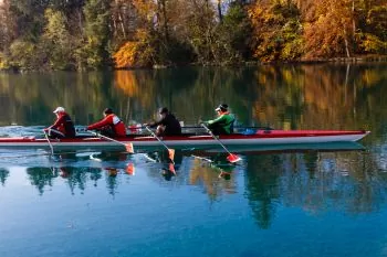 team of rowers testing their race plan