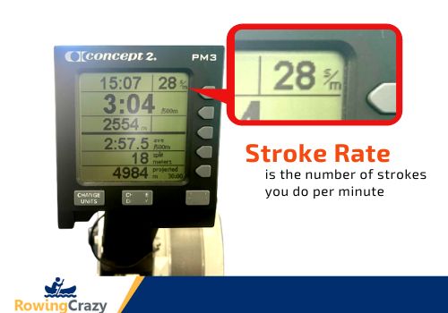 Concept 2 Monitor Displaying Rowing Stroke Rate - www.rowingcrazy.com