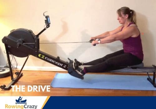 Laura Tanley on a Concept 2 ergometer, showing the correct drive position