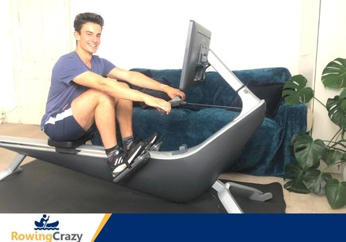 Max Secunda working out on a Hydrow Rowing Machine