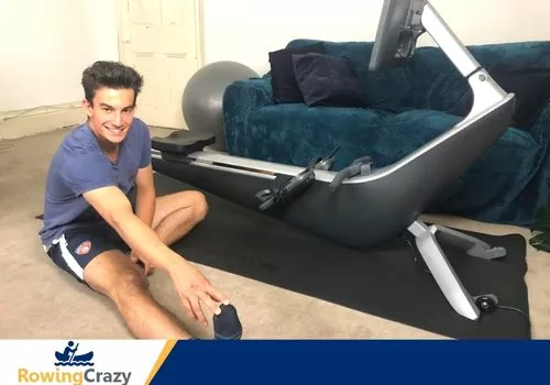 YouTube Rowing Infulencer Max Secunda doing off-the-rower exercises and stretches