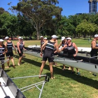 Team preparing for a rowing competition