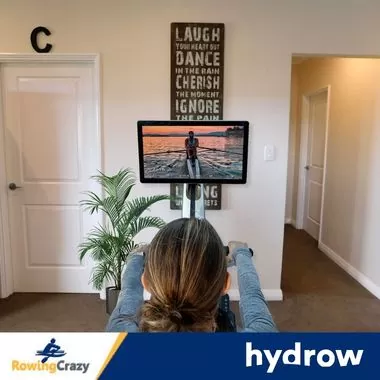 View of the Screen on a Hydrow rower while a user works out