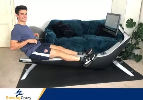 Max Secunda working out on a Hydrow Rowing Machine