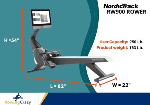 NordicTrack RW Indoor Rower (with magnetic resistance) Dimension illustration