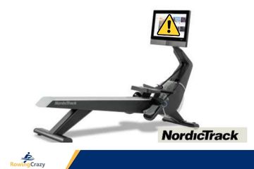 a Nordictrack rower showing connection error notifications