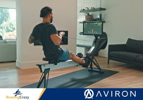 back view of a man working out on an Aviron Impact Series rower