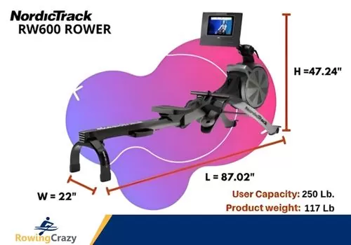 NordicTrack RW600 Rower Dimensions