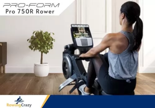 a woman working out on a PROFORM PRO 750R rower 