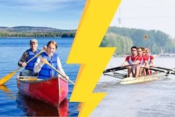 comparing canoeing and rowing side by side