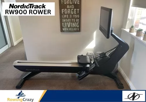 Side view of the NordicTrack Indoor Rower in my home gym